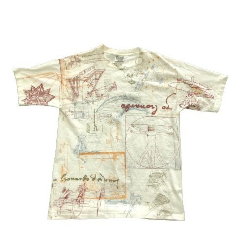 Vintage Wildwood Leonardo De Vinci All Over T-Shirt - Size XL